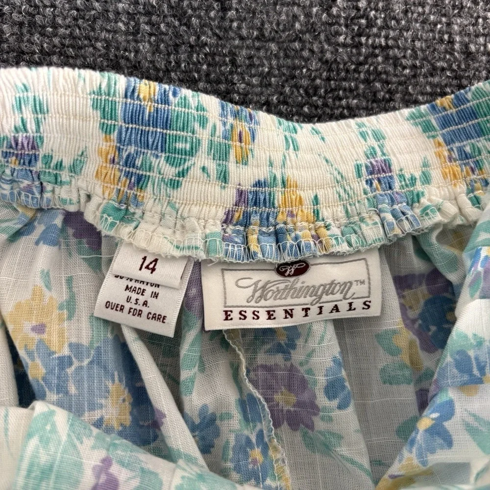 Two Vintage 70-80s Worthington And Alfred Dunner Front Pleated Floral Skirts 14